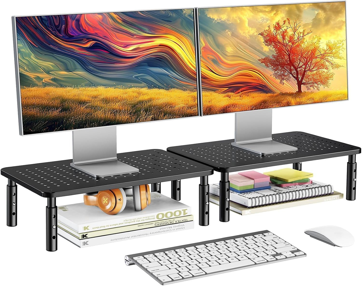 Monitor Stand, 2 Pack, Monitor Riser, 2 Monitor Stand Height Adjustable, Compute
