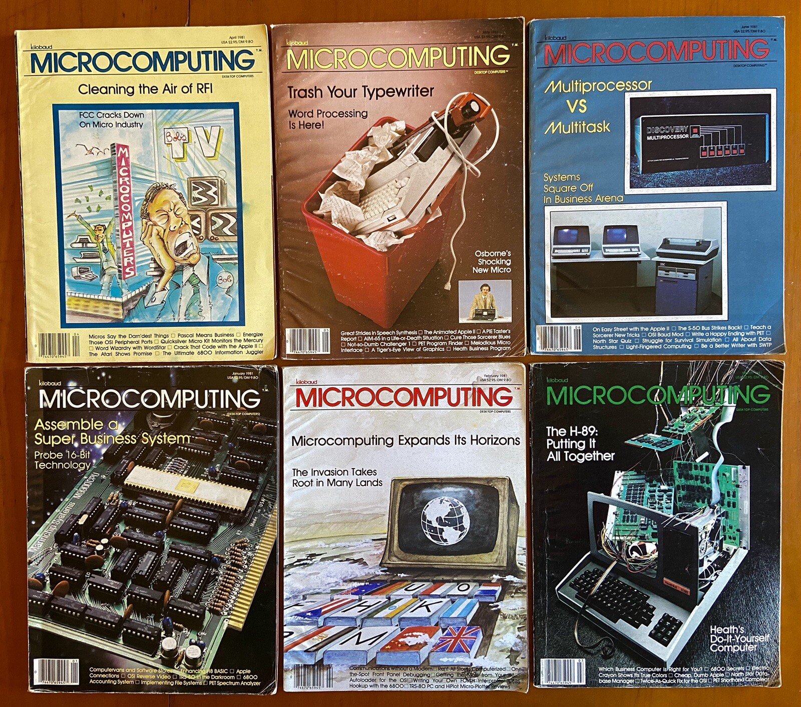 Lot of (6) 1981 Kilobaud Microcomputing Magazines Jan-Jun PET Apple II TRS-80
