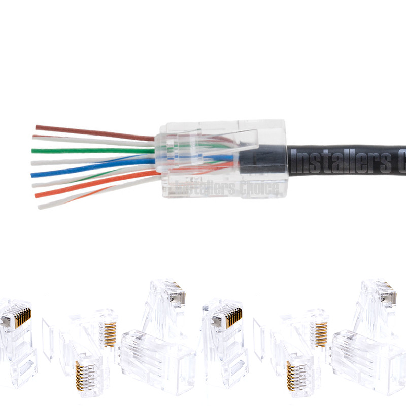 50 Pack Cat6 RJ45 Network Modular Plug UTP Cable Connector End Pass Through EZ
