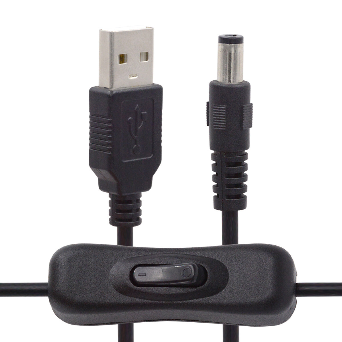 CY DC 5.5x2.1mm Plug to USB Type-A Cable Button On Off Power for DC 5V Desk Lamp