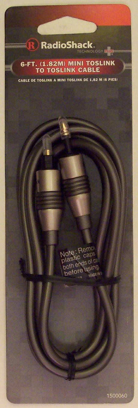 RadioShack 1500060 6-Foot Mini Toslink to Standard Toslink Cable~ Mac Compatable