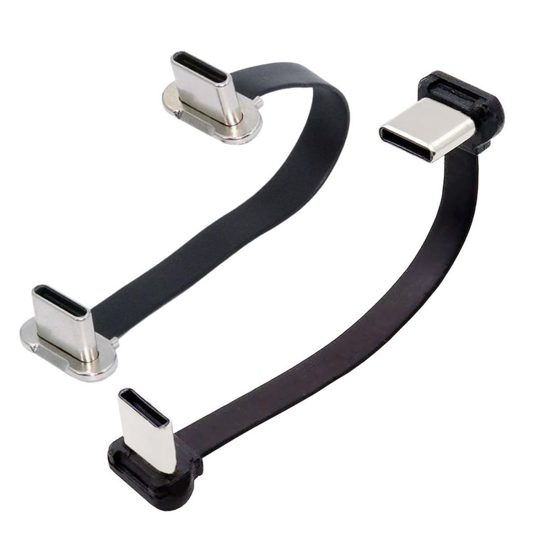 chenyang 2 Pack 2.76Inch USB C Short Flat Cable,USB 2.0 70MM, Black + Silver 
