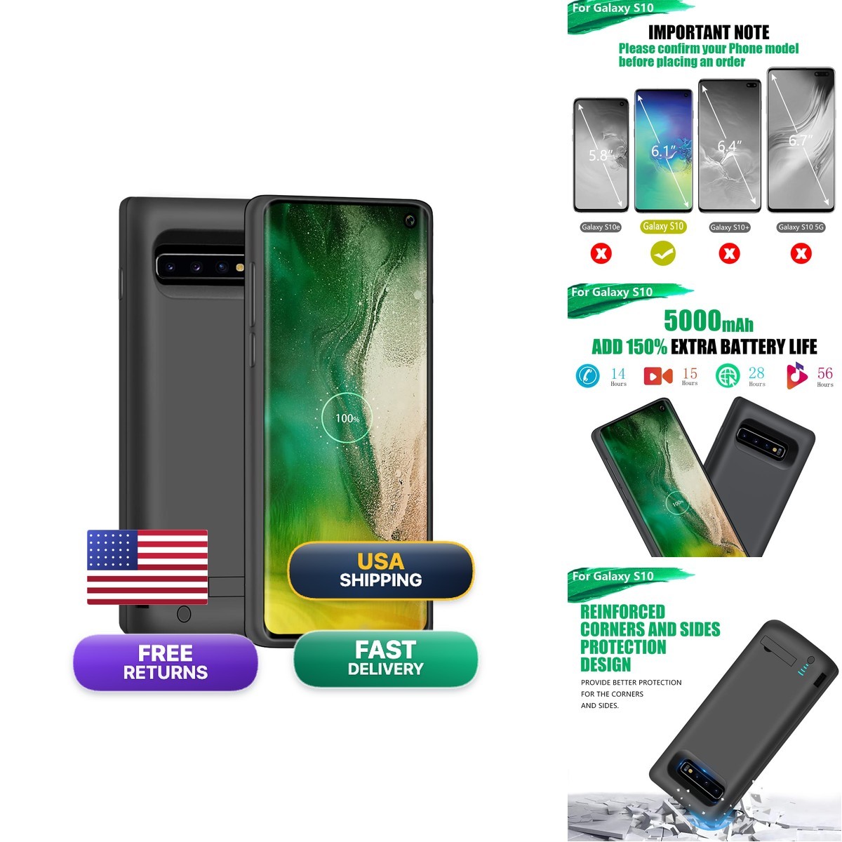 Loytal Battery Case Samsung Galaxy S10, 5000mAh Rechargeable Extended Battery