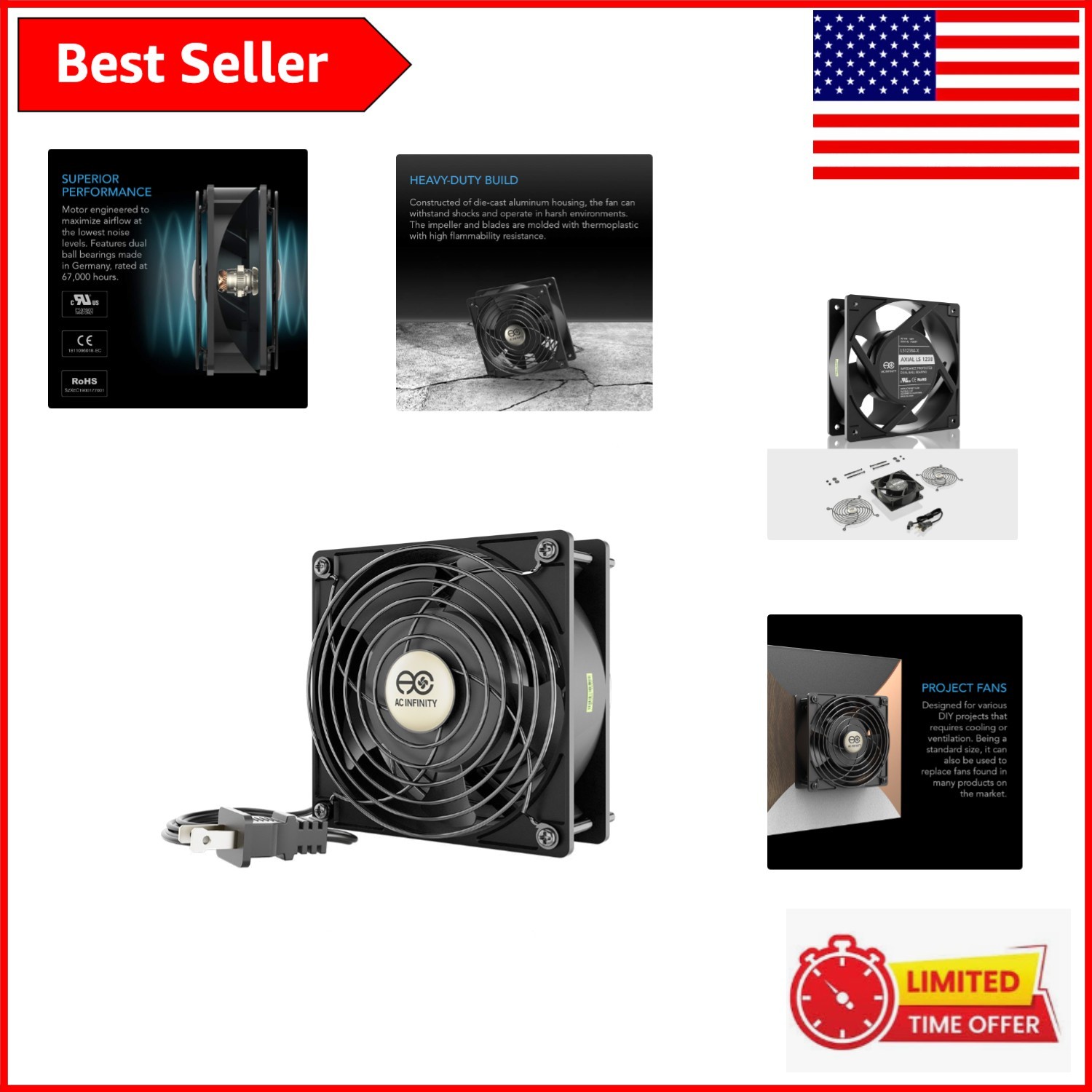 AXIAL LS1238 Quiet Series Muffin Fan - Versatile and Long-Lasting Performance