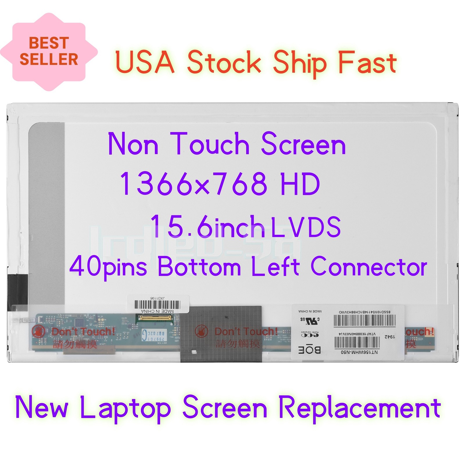 Replacement Screen For Toshiba Satellite C655D-S5300 HD 1366x768 15.6'' LCD LED