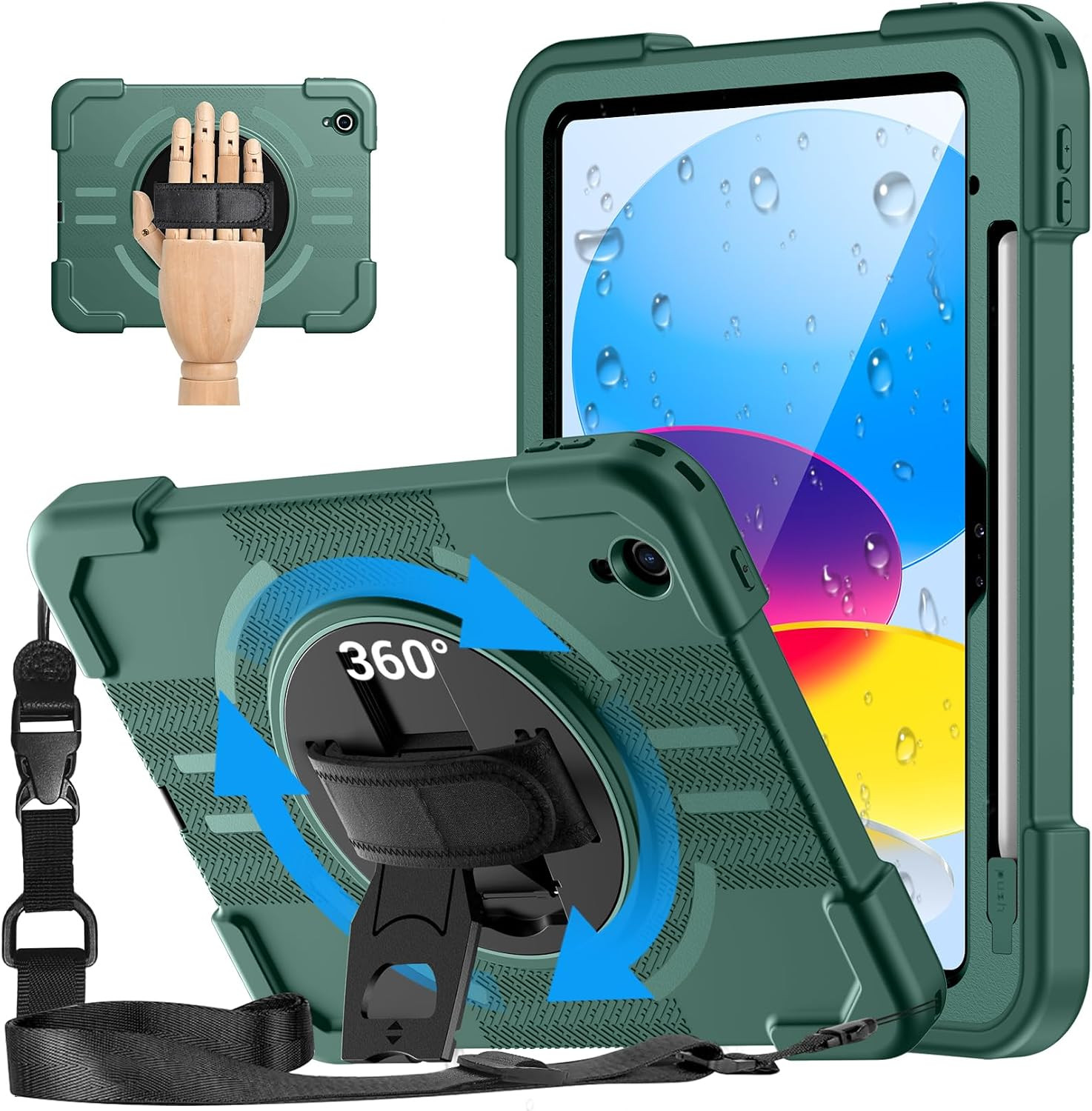 Designed for Ipad A16 Case Rotating Kickstand Waterproof for Ipad 10Th &A16