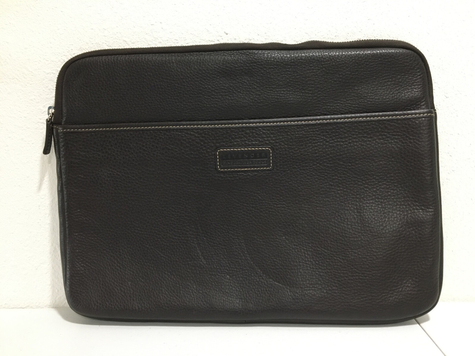 Levenger Bomber Jacket Brown Leather Zip Briefolio Padded Laptop Sleeve READ