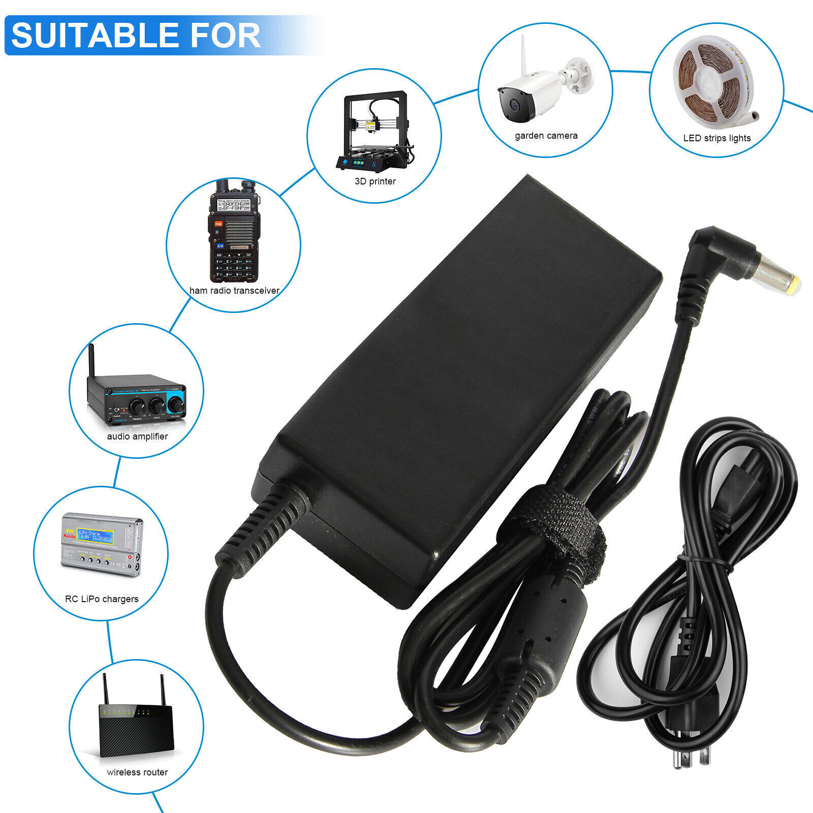 60W 12V 5A 5.5mm 2.5mm AC DC Power Supply Adapter for 5050 3528 LED Strip Light