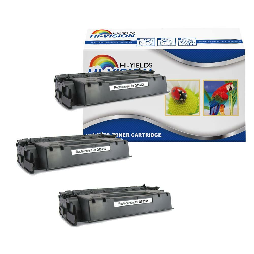 3pk toner replace for HP LaserJet M2727 mfp P2014 P2015 P2010 53X Q7553X Black