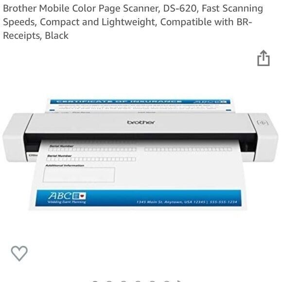 Brother Mobile Color Page Scanner, DS-620, Fast Scanning Speeds, Compact
