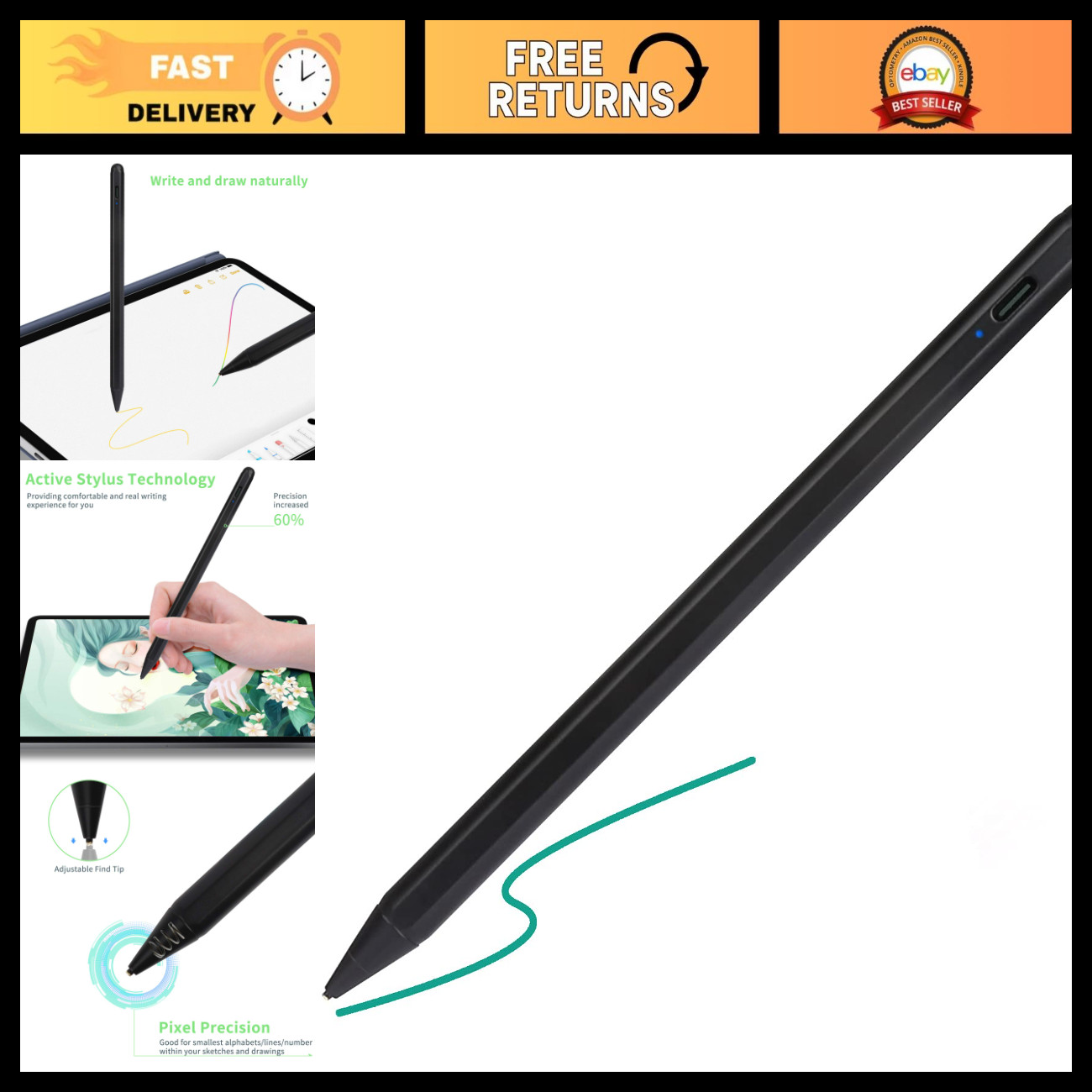 Precision Electronic Stylus for iPad 5th Gen 9.7" 2017 - Touch Screen Pen