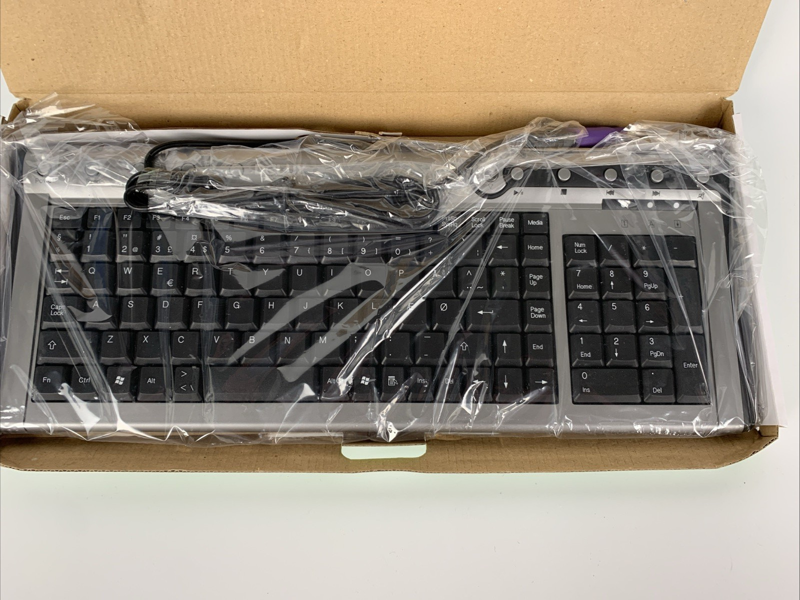 NOS 2000s Delux DLK-5005 Wired USB Keyboard w/ Native PS/2 Support Nordic Layout