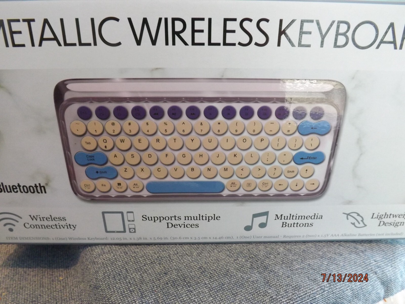 Purple Metallic Wireless Bluetooth Keyboard--NIB