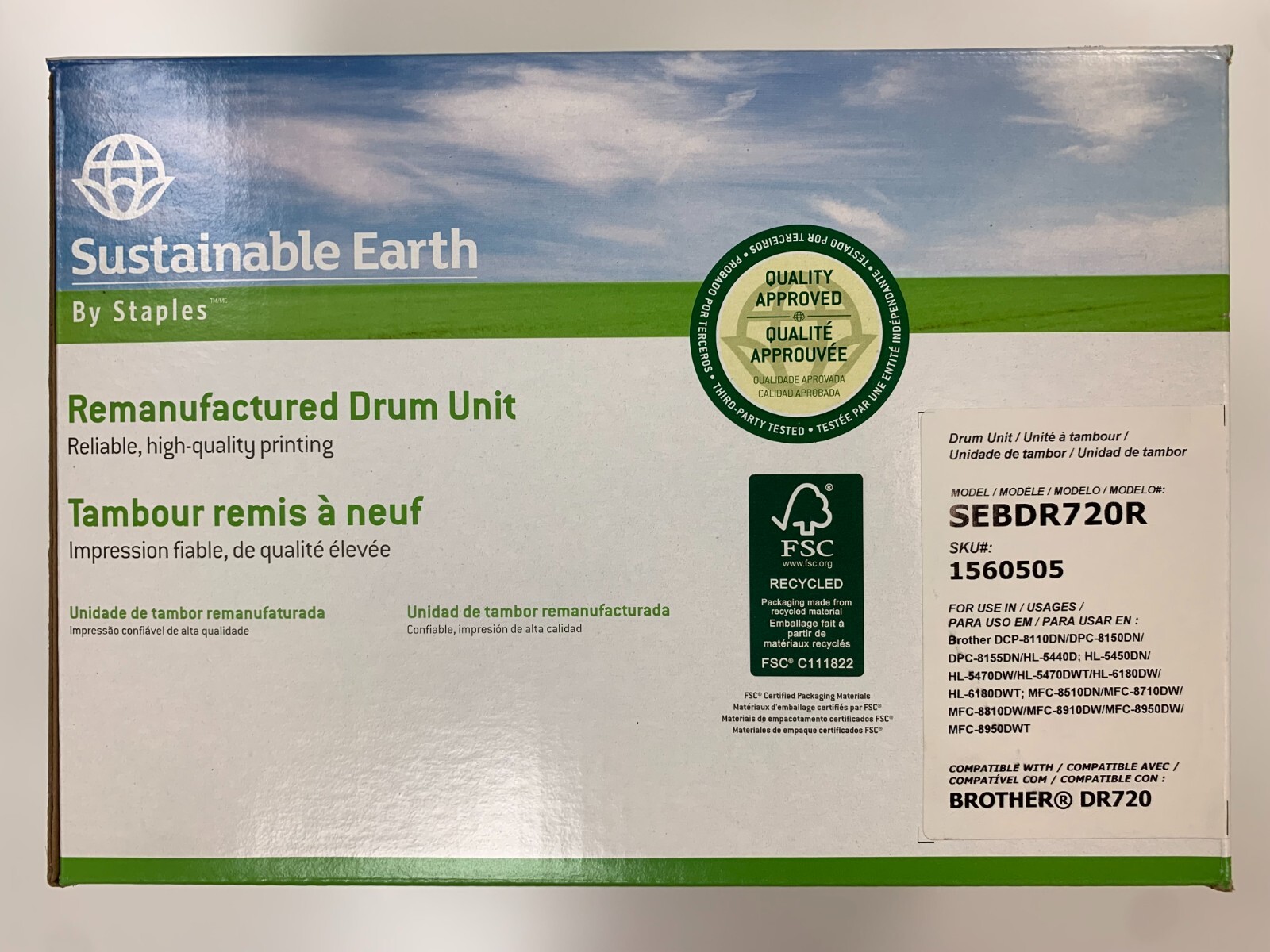 Sustainable Earth Remanufactured Drum Unit SEBDR720R Brother DR720