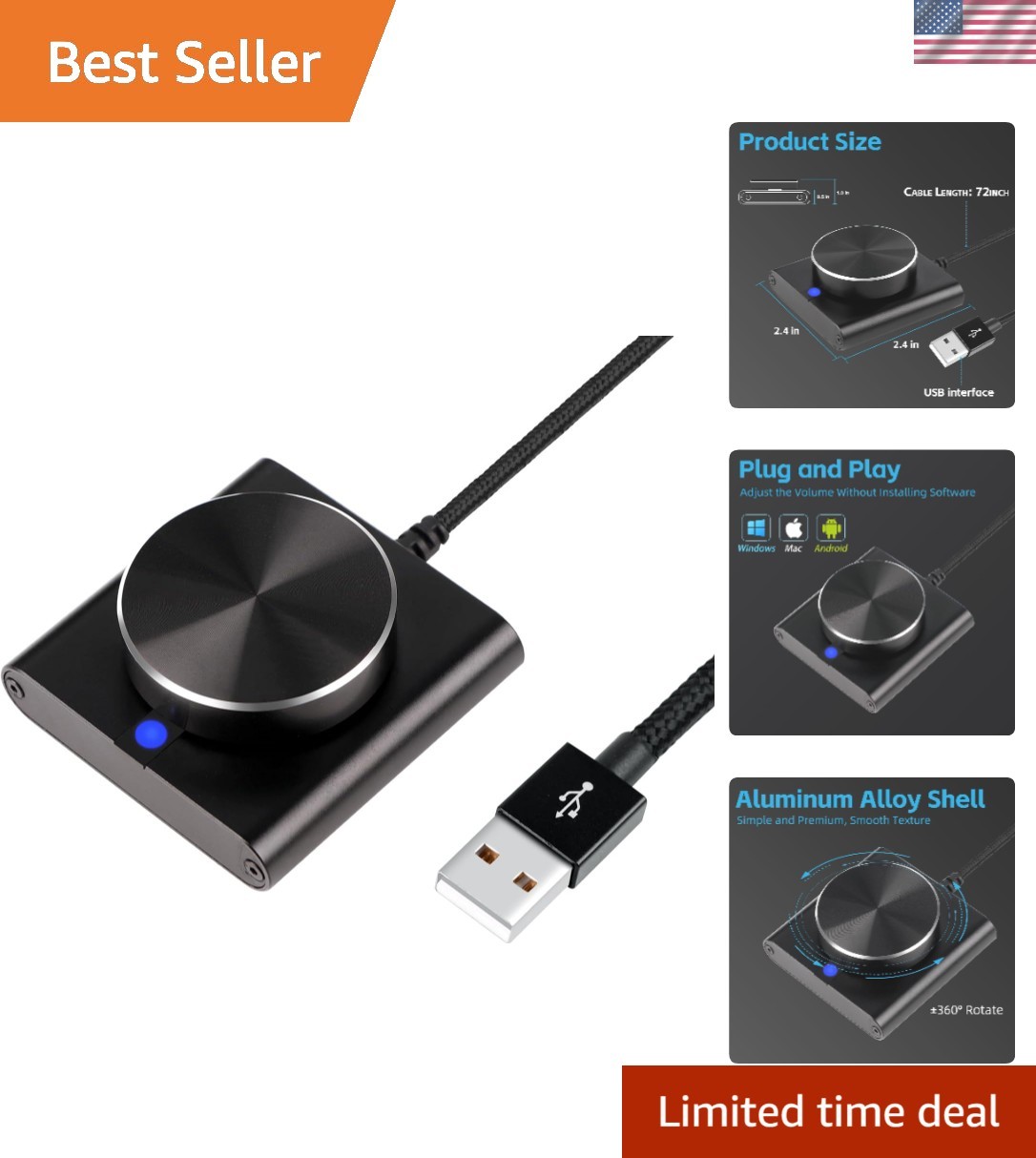 External Media Adjustment Controller - Metal Shell Computer Audio Adjuster Co...