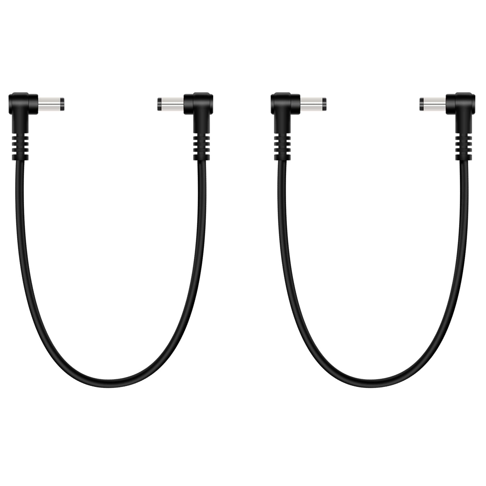 2-Pack 1ft 5.5mm x 2.1mm Male to Male DC Power Cable, 90 Degree Right Angle P...