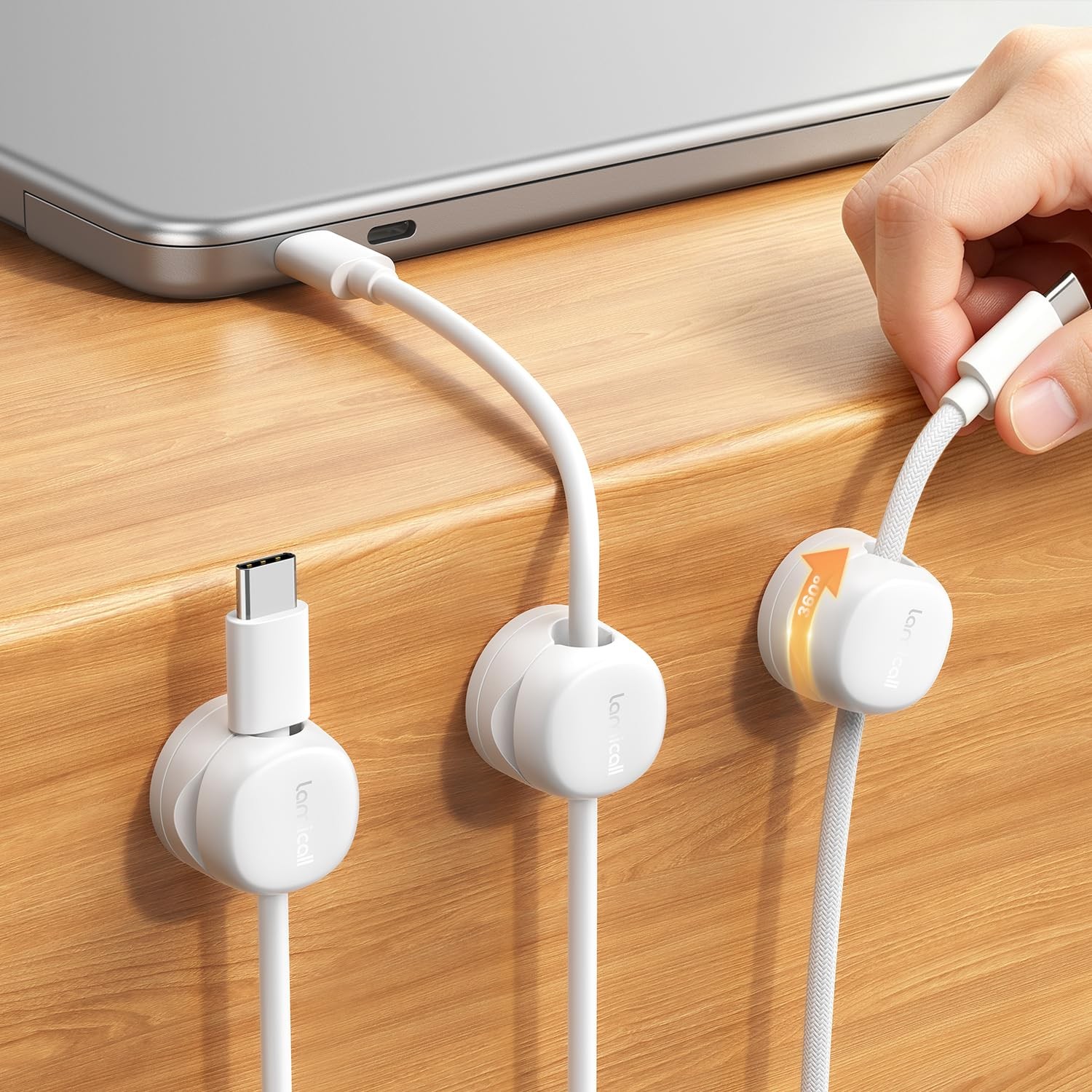 Lamicall 6 Pack Rotating Magnetic Cable Clips, Cord Organizer Holder