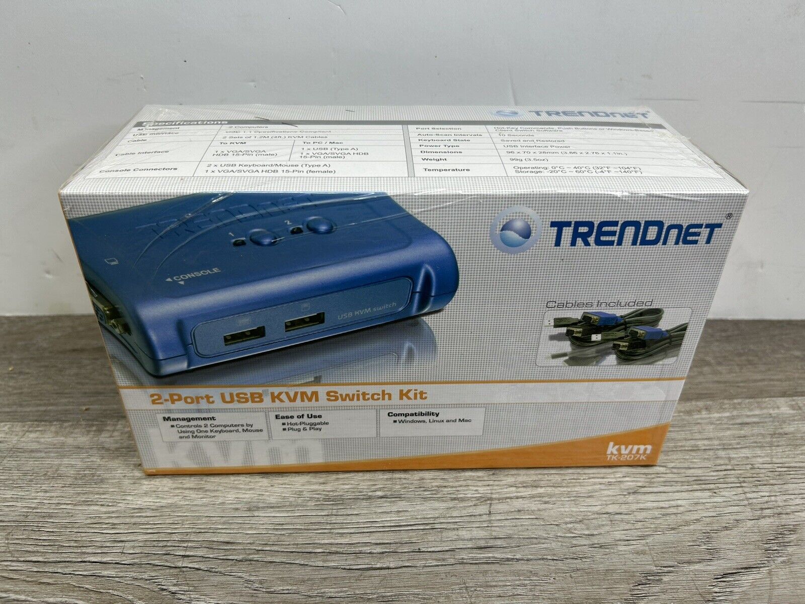 *NEW IN BOX *Trendnet TK-207K 2 PORT USB KVM SWITCH KIT