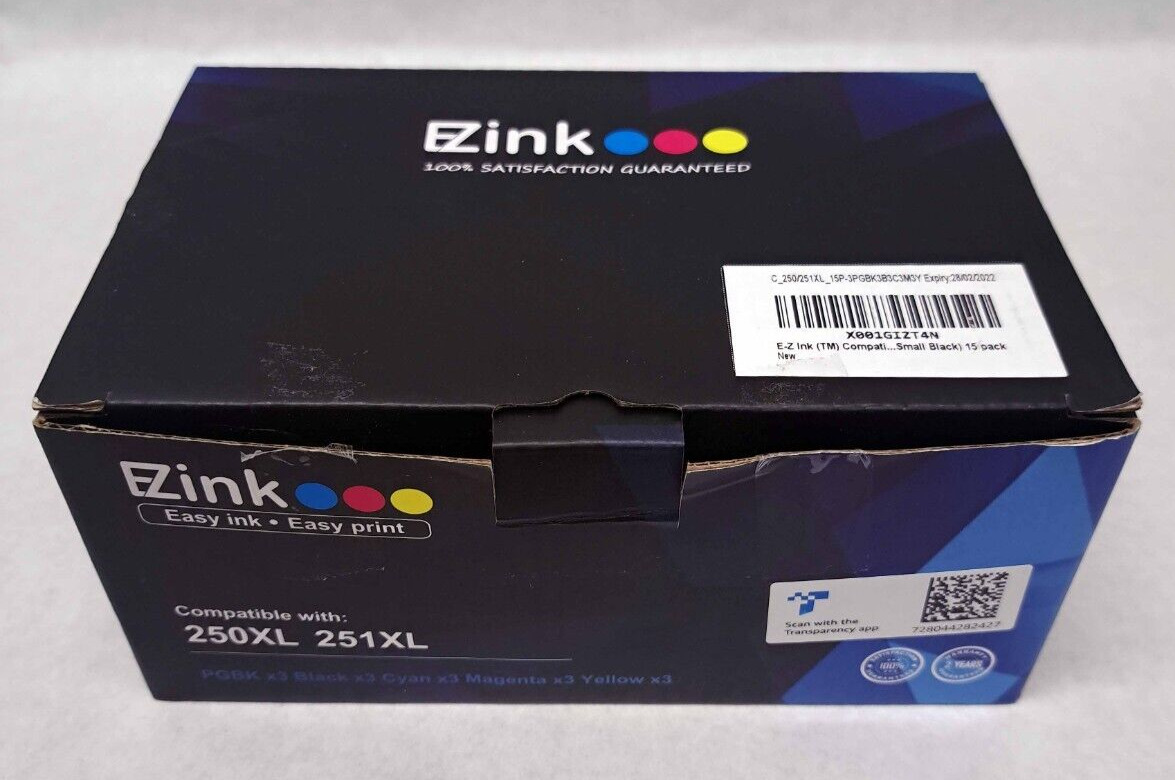 E-Z Ink 250XL / 251XL 15 Pack Full Box - NEW / Open Box - Canon PGI Replacement
