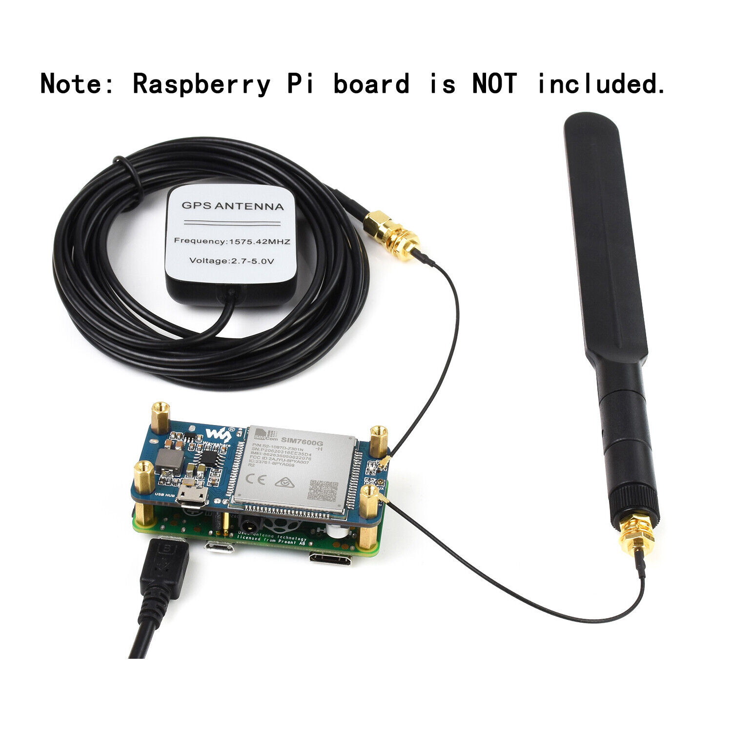 4G LTE GPS USB HUB Board Starter Kit for RPI Raspberry Pi Zero 2 W WH 3 B Plus 4