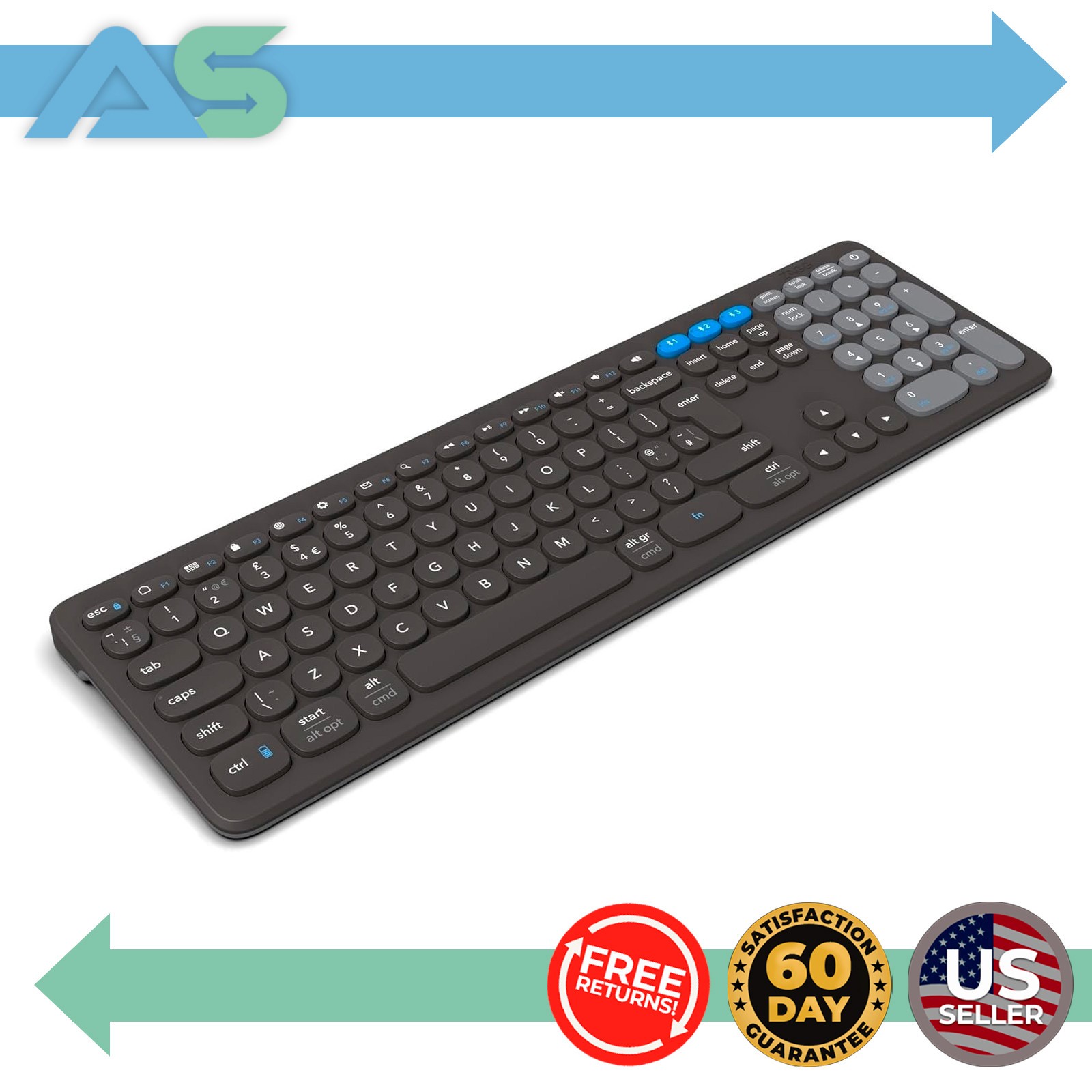 New - ZAGG Pro Keyboard 17 - Full-Size Wireless Charging Desktop Keyboard -Black