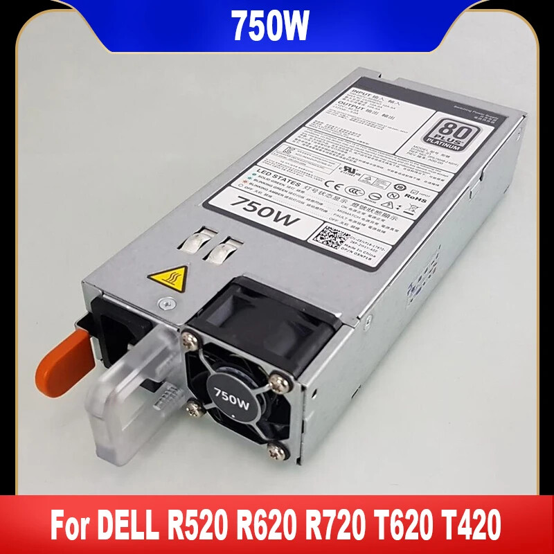 For DELL R520 R620 R720 T620 T420 750W Power Supply F750E-S0 E750E-S0 D750E-S3