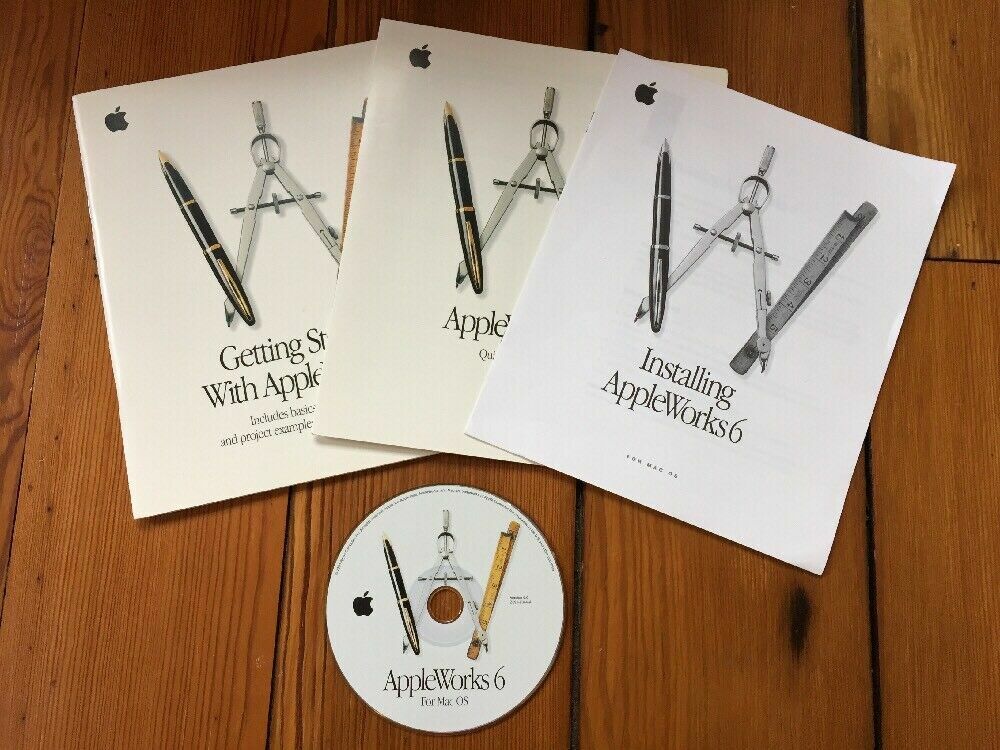2000 Macintosh AppleWorks 6 For Mac OS Version 6.0 Installation CD W/ Manuals