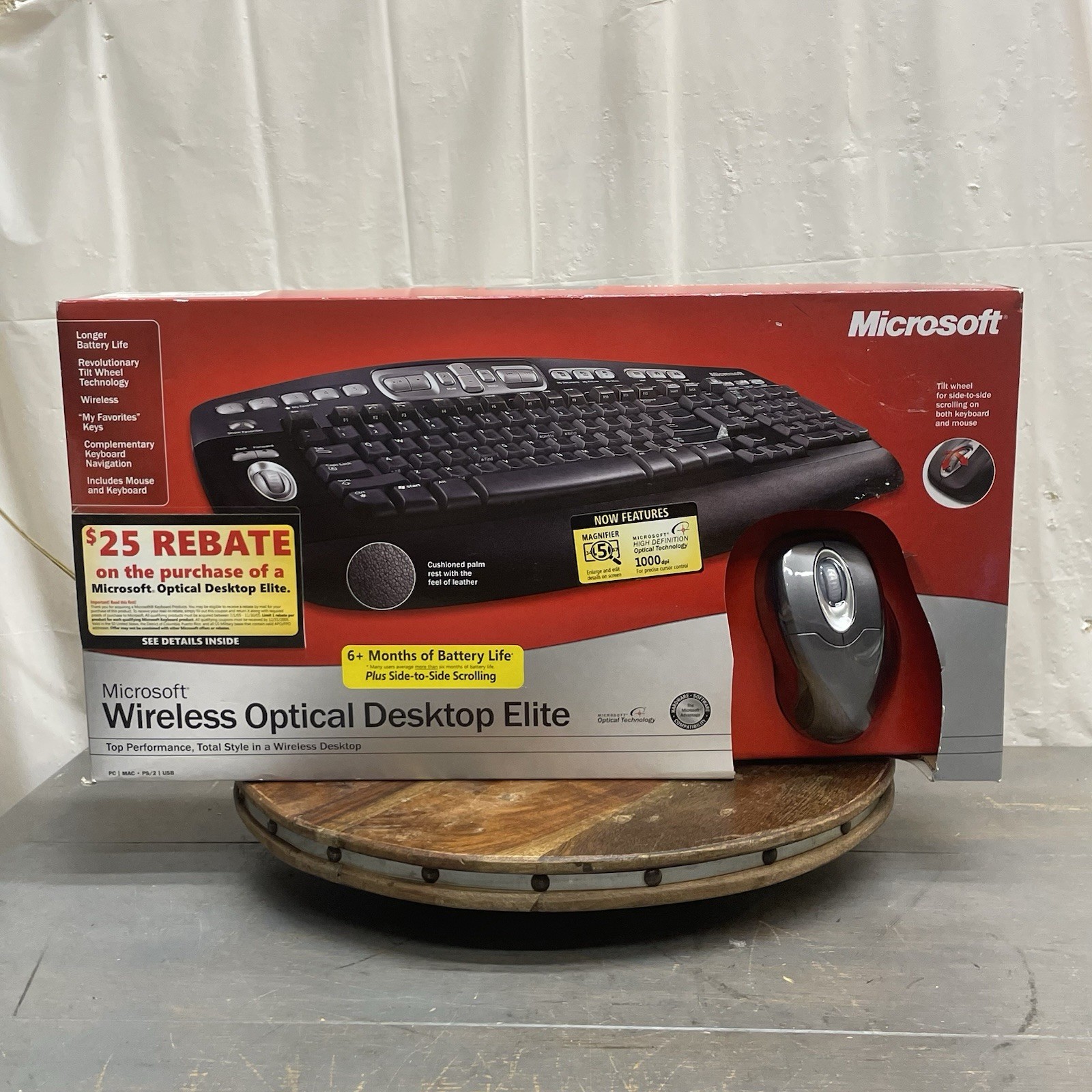 Microsoft Wireless Optical Desktop Elite USB/PS/2 PC MAC Keyboard & Mouse Combo