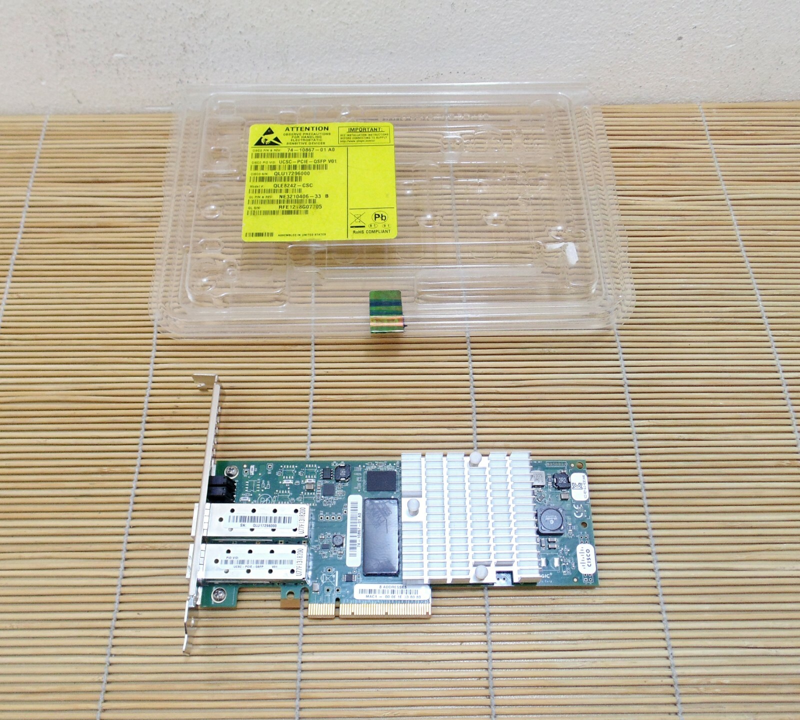 NEW Cisco UCSC-PCIE-QSFP Qlogic QLE8242-CU Dual Port 10GbE FCoE NEW OPEN 