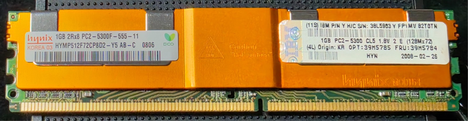 HYNIX 1GB 2Rx8 PC2-5300F Server Memory Module HYMP512F72CP8D2-Y5