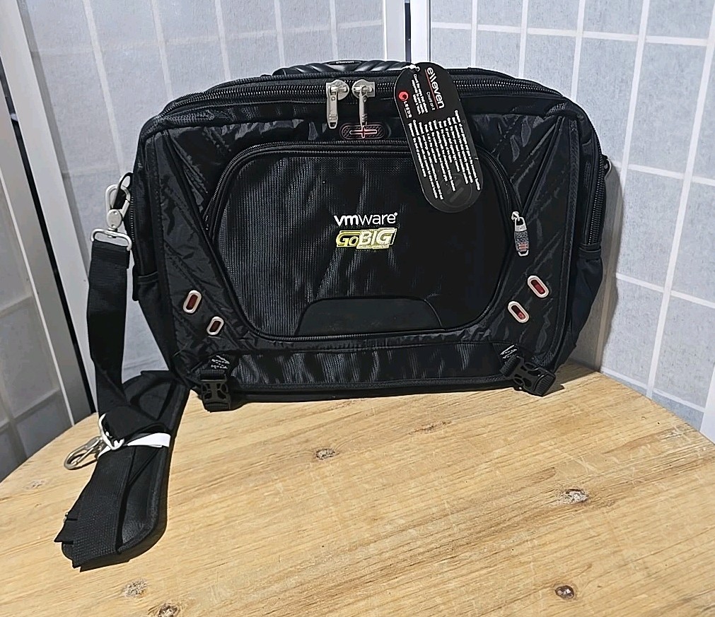 This is an elleven TSA 17" checkpoint-friendly computer messenger bag in black.