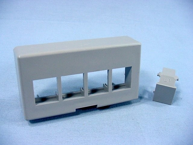 Leviton Gray Quickport 4-Port Cubicle Wallplate Data Faceplate X-Deep 49900-EG4