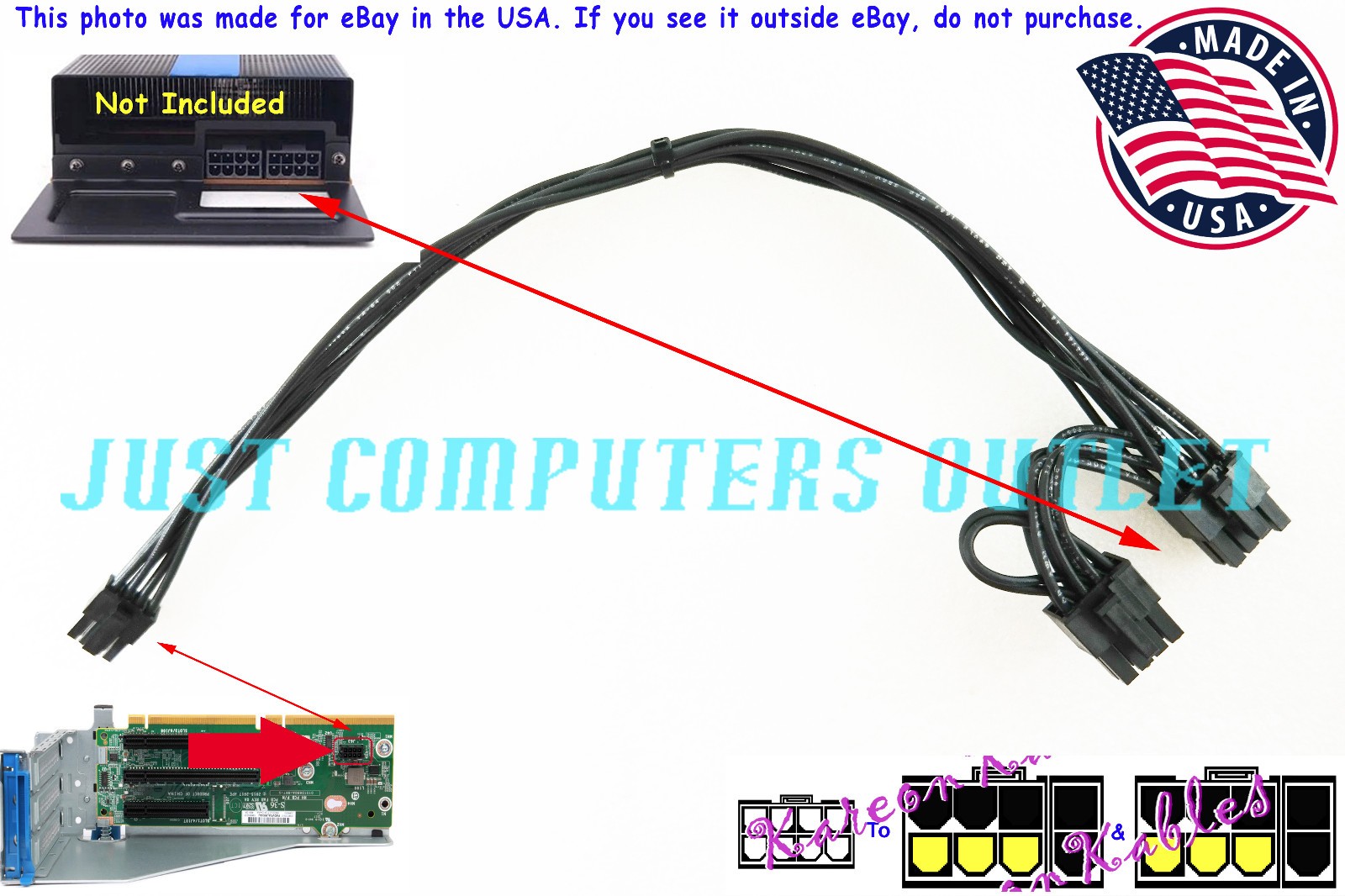 HPE ProLiant Gen10 Dual 8-pin PCI-E AMD Radeon Pro V340 GPU Cable P/N:P03849-B21