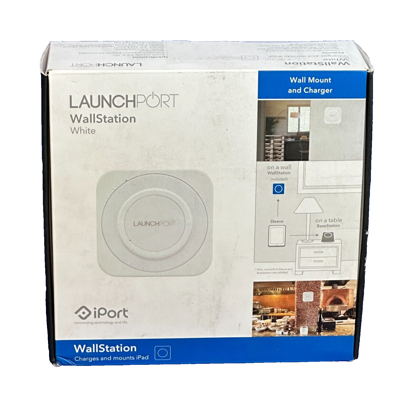 IPORT LAUNCHPORT WALLSTATION, White-Charger-iPad-Factory Sealed-NEW
