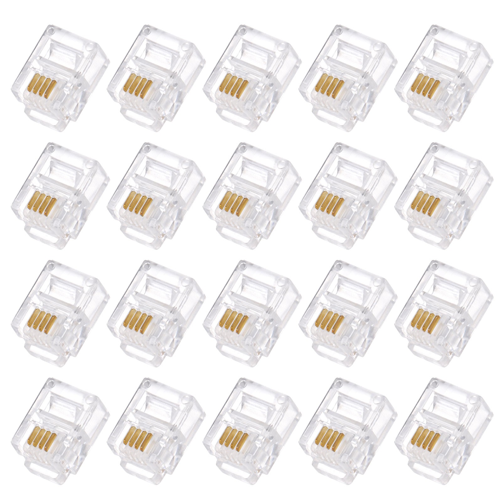 Telephone Modular Plug Male RJ11 Connectors Copper Core 6P4C 20Pack