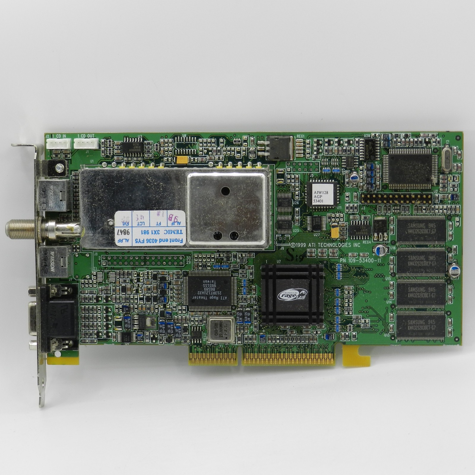 ATI All-In-Wonder 128 AGP 2x 32MB Rage 128 TV Tuner 1999 Video Card - TESTED