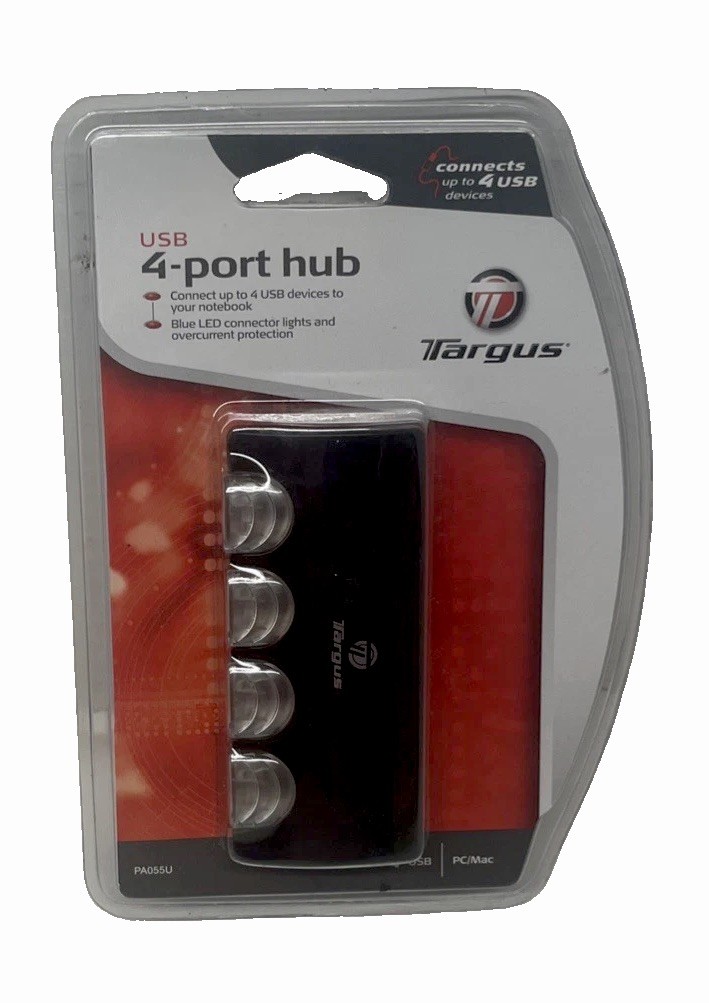 Targus 4-Port USB Hub PA055U PC Mac USB Hub Ultra Mini Plug & Play