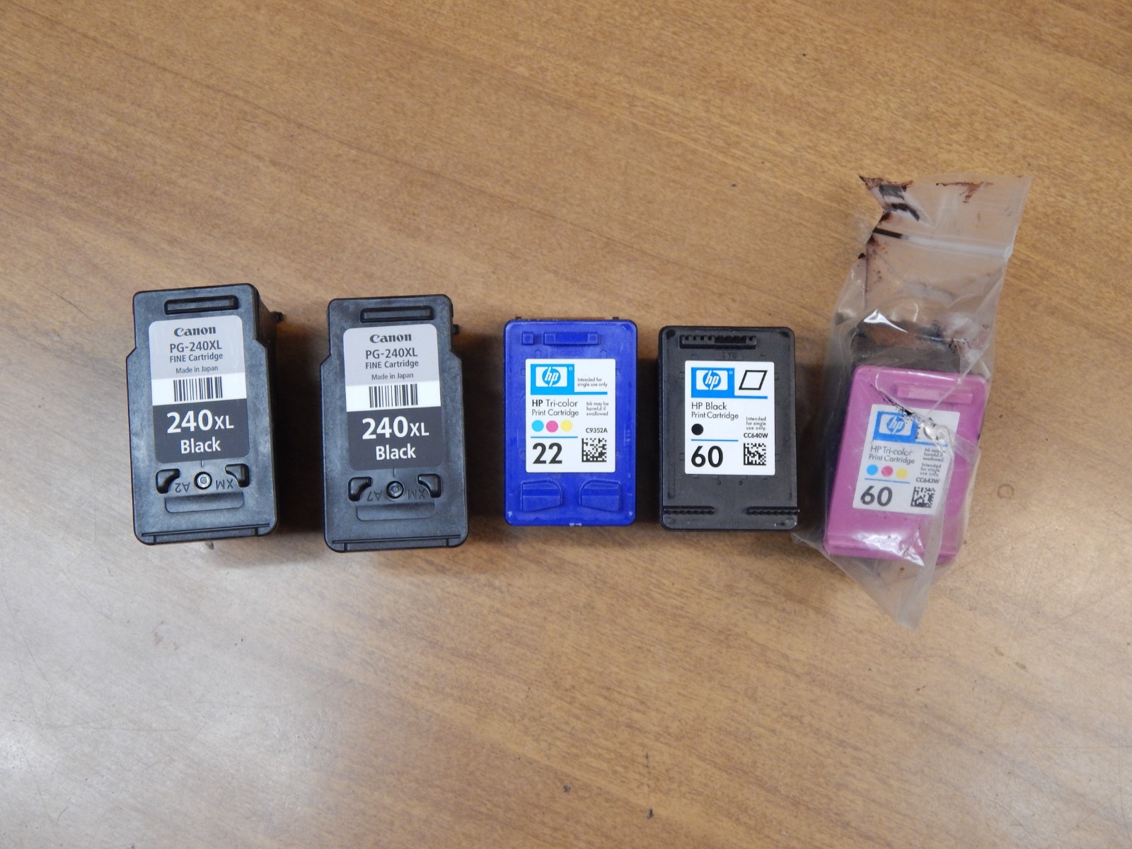 Set Of 5 Empty Print Cartridges: 3 HP 2 Canon