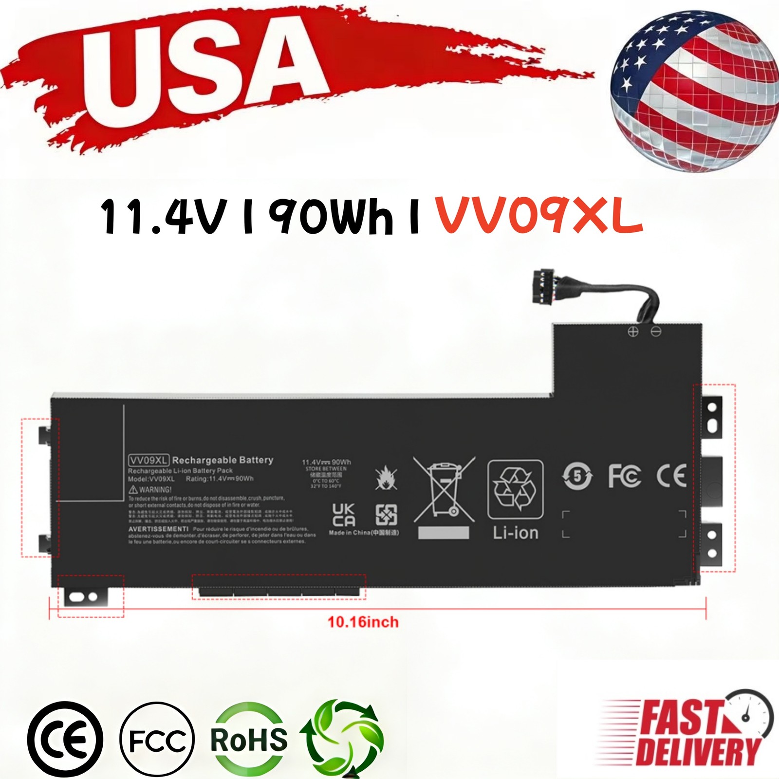 VV09XL Battery For HP ZBook 15 G3 Series 808452-001 808452-002 90Wh 11.4V US