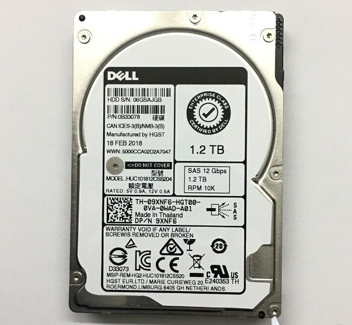 FOR DELL 09XNF6 9XNF6 HUC101812CSS204 1.2TB 12G 10K 2.5" SAS HDD HARD DRIVE