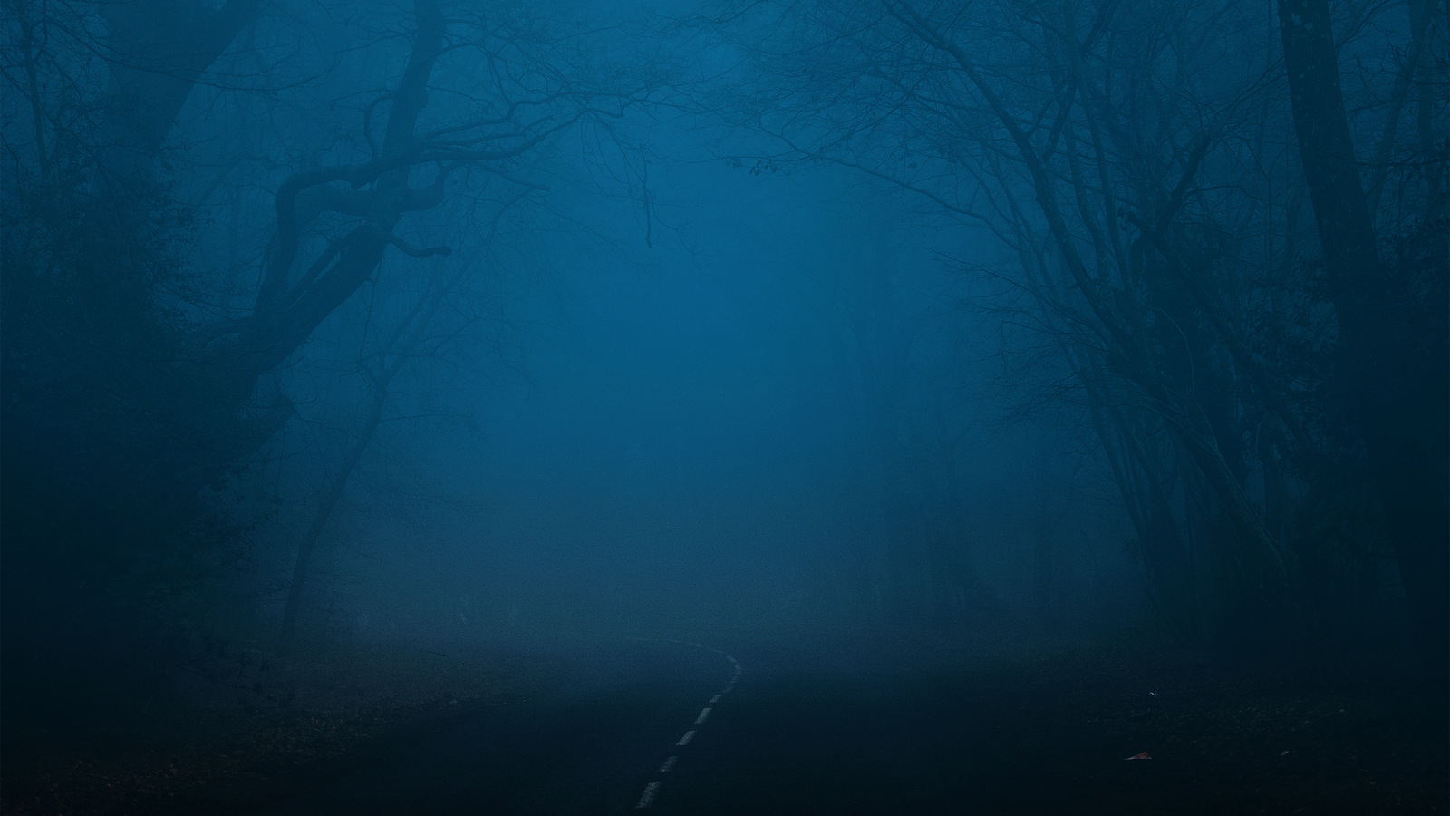 Landscape forest night midnight nature horror road Custom Gaming Mat Desk