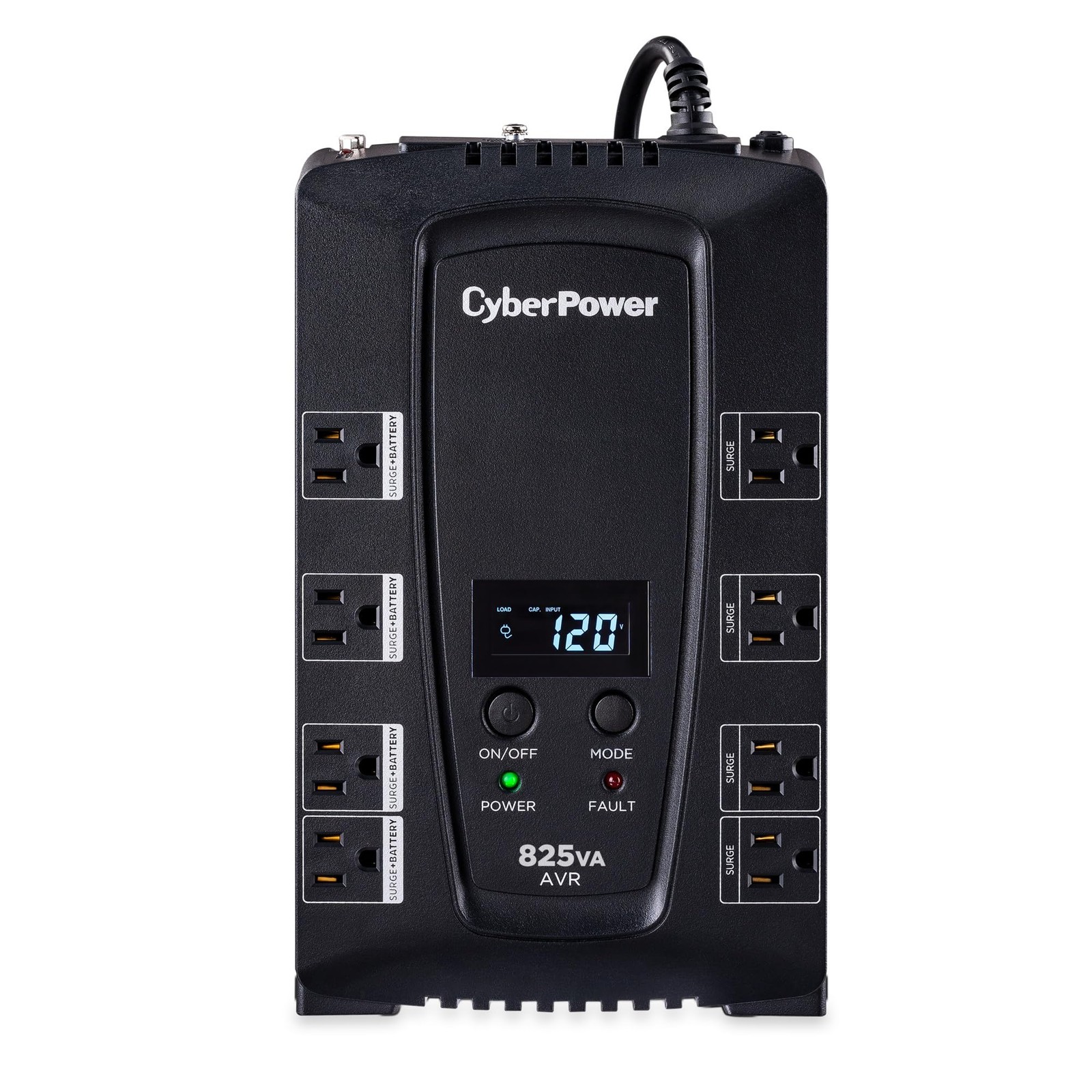 CyberPower CP825AVRLCD Intelligent LCD UPS Battery Backup 825VA AVR, Black