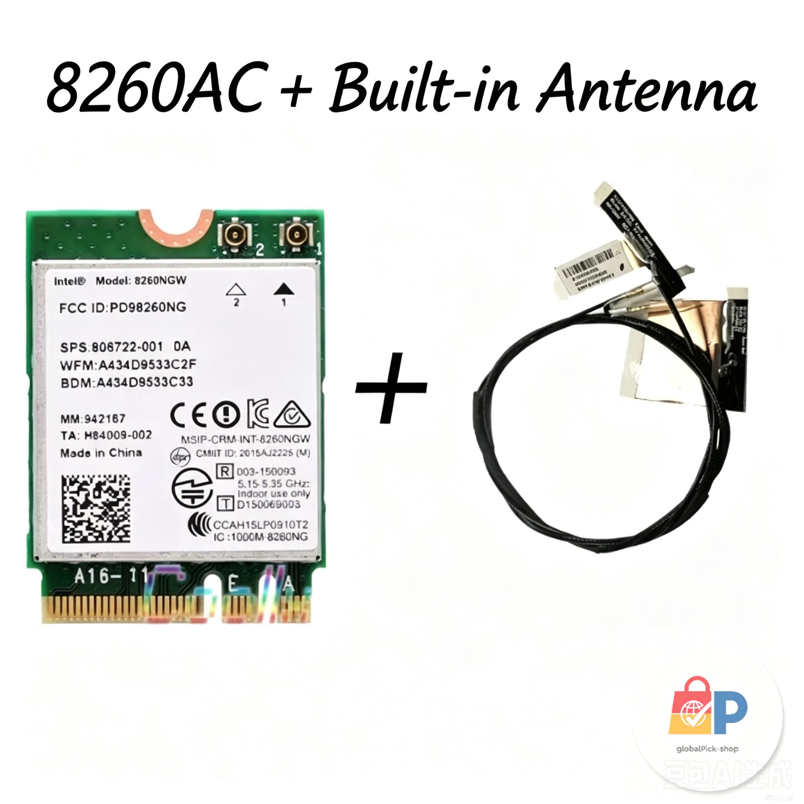 Intel 8260AC M.2 WiFi Card With Internal Built‑in Antenna
