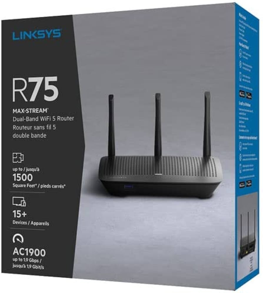 Linksys EA7500V3 Dual-Band Wi-Fi Router R75 Max-Stream AC1900 VERY GOOD COND.