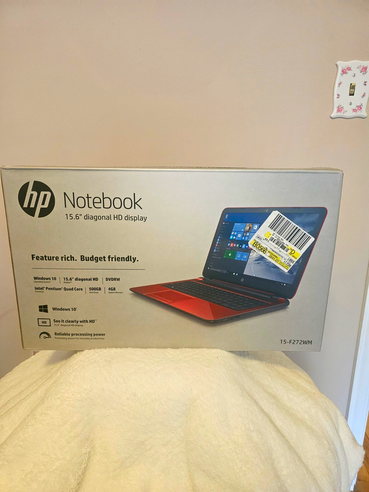 BRAND NEW HP Notebook 15-F272WM 15.6in Win10 Intel Pentium 4GB RAM 500GB HDD Red