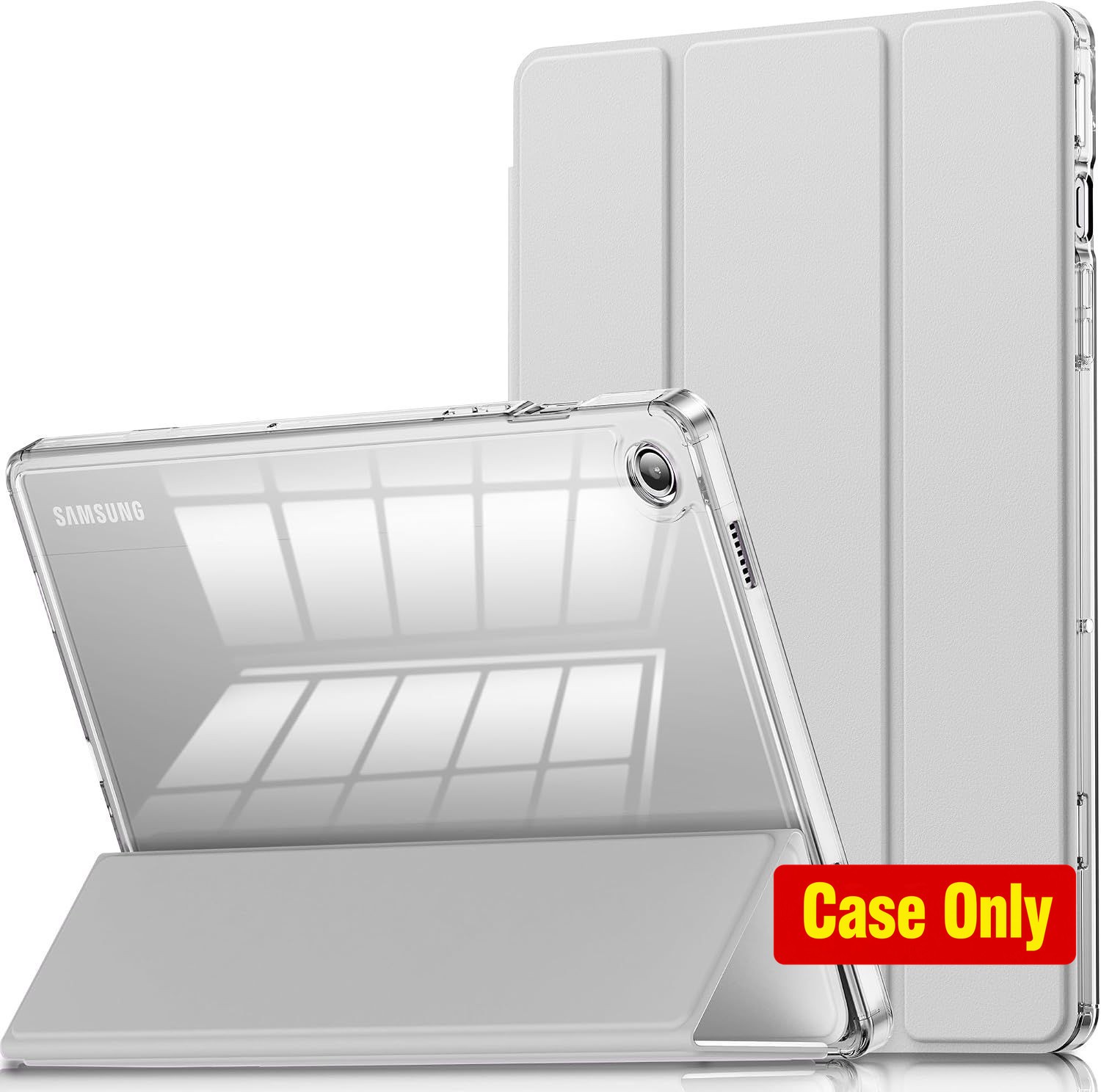 Slim Crystal Clear Stand Case for 2023 Galaxy Tab A9 Plus 11 Inch - Silver Color