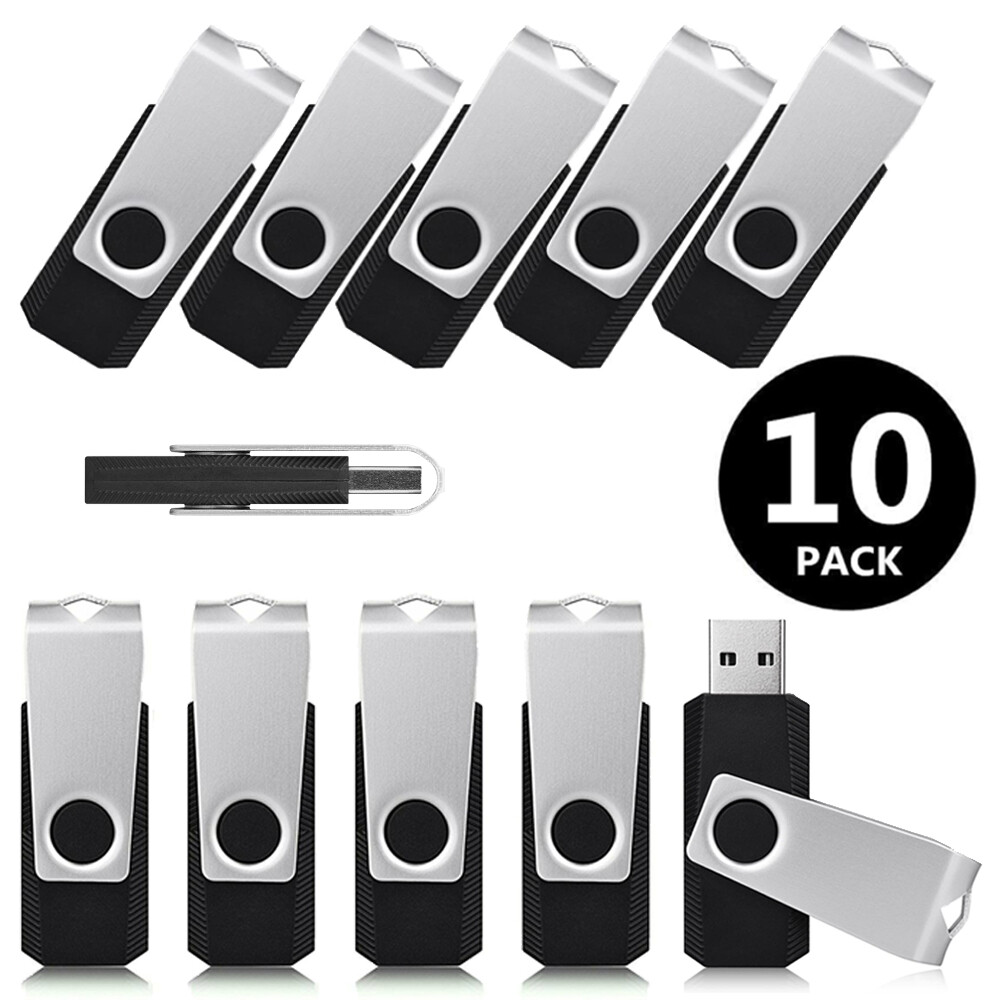 10 Pack 128MB Flash Drive Bulk USB2.0 Memory Stick Pen Thumb Drive Swivel U Disk