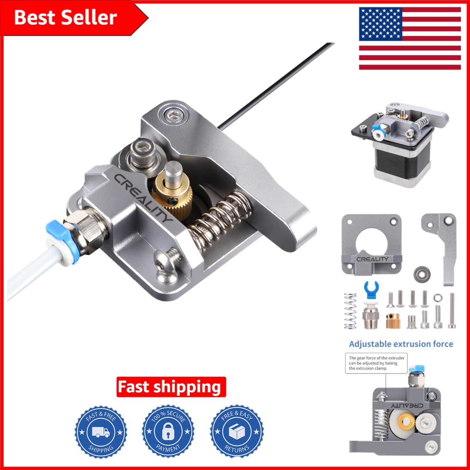 Adjustable Metal Extruder for Ender-3: Consistent Filament Feeding & Performance