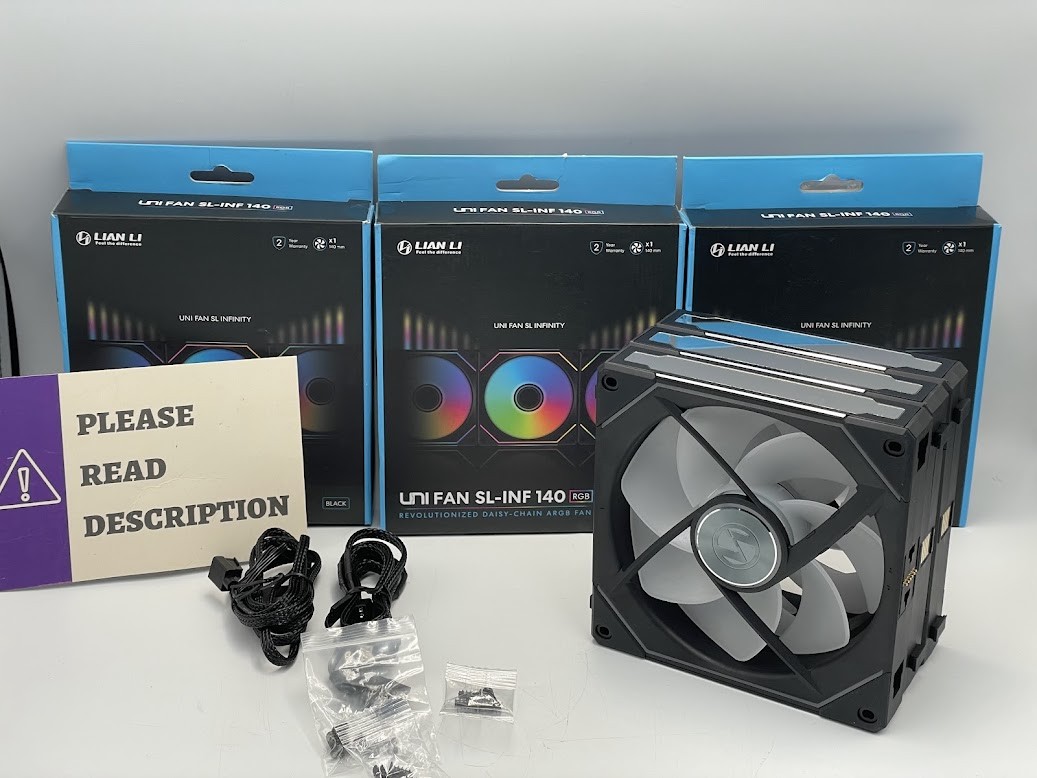Set of 3 Lian Li SL-INFINITY Fluid Dynamic Bearing 140mm Case Fan - Black