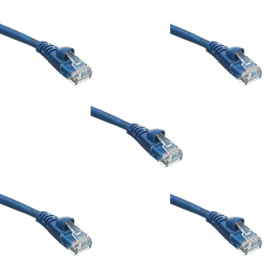 Pack of 5 Cables Snagless 25 Foot Cat5e Blue Network Ethernet Patch Cable